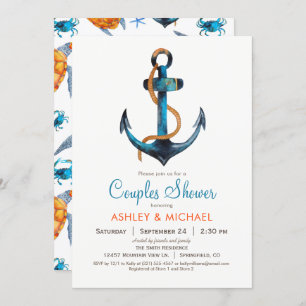 Ancre nautique Couples Douche Invitation