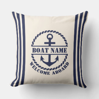 Ancre nautique Coussin de nom de bateau personnali