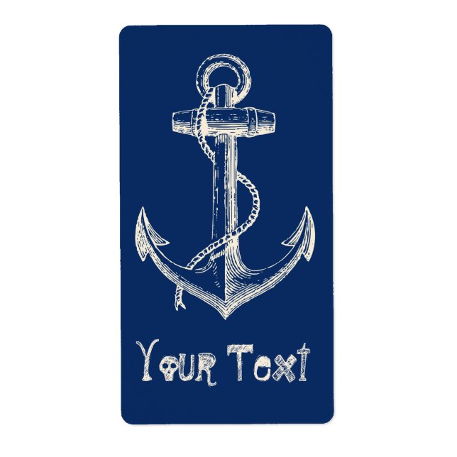 Ancre Nautique Custom Étiquette Cadeau Marine Bleu (Devant)