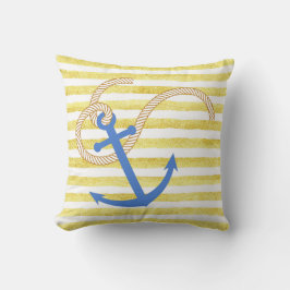 Ancre nautique de coussin d'aquarelle jaune de