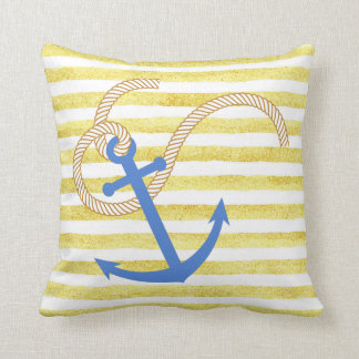 Ancre nautique de coussin d'aquarelle jaune de