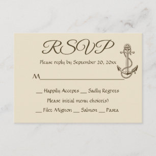 Ancre nautique du navire Tan RSVP Brown de mariage