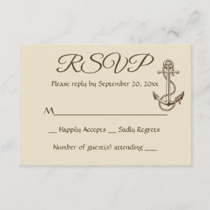 Ancre nautique du navire Tan RSVP Brown de mariage