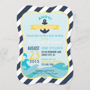 Ancre nautique et Baby shower rapide Invitation