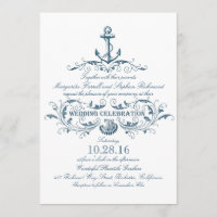 ancre nautique et coquillage plage invitations de 