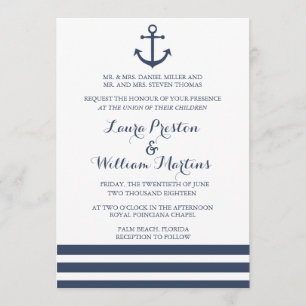 Ancre nautique et Faire-part de mariage rayé