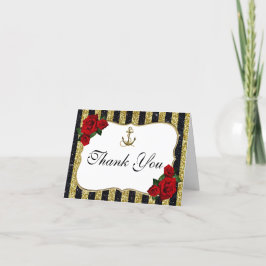 Ancre nautique Gold Black Stripes Carte de remerci