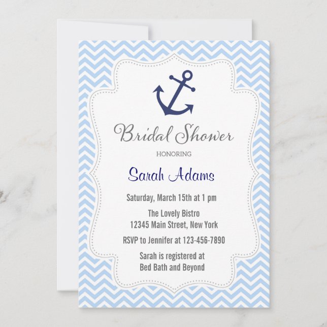 Ancre Nautique Invitation de douche nuptiale (Devant)