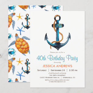 Ancre nautique Invitation de fête d'anniversaire