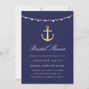 Ancre nautique Invitation Dotation en or de la Mar