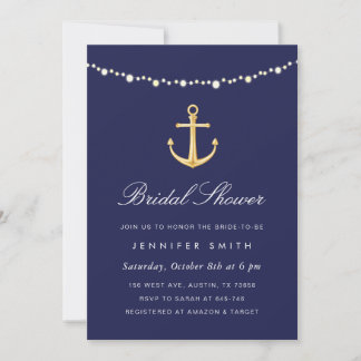 Ancre nautique Invitation Dotation en or de la Mar
