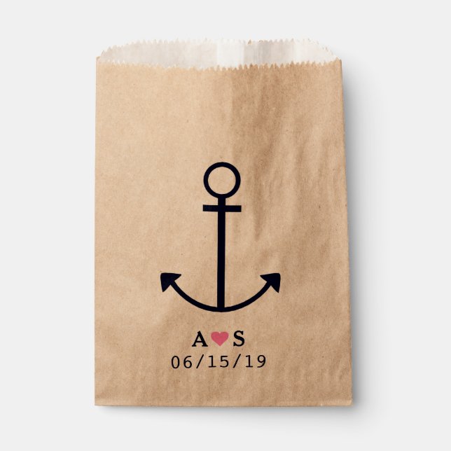 Ancre nautique Mariage Favoriser Sacs Personnalisé (Devant)