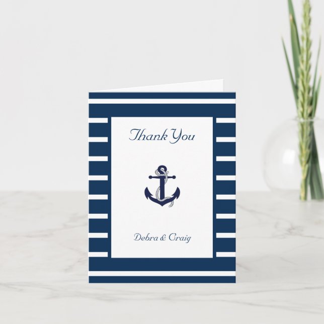 Ancre nautique, Marine, Merci Mariage blanc (Devant)