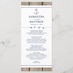Ancre Nautique Marine Rustic Wood Mariage Menu