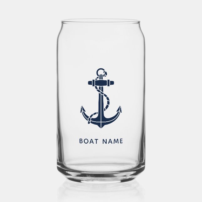 Ancre nautique Nom du bateau bleu marine Personnal (Recto)