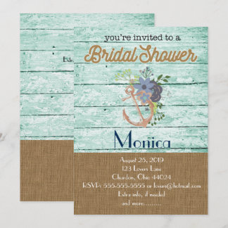 Ancre nautique Plage nuptiale de douche Invitation