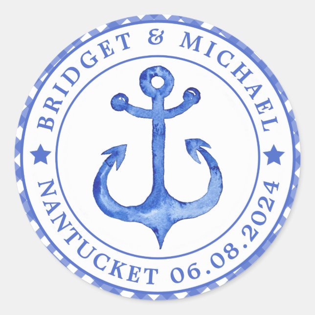 Ancre nautique - Stickers de mariage rayé de la ma (Devant)