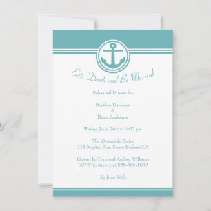 Ancre nautique turquoise Dîner Invitation