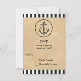 Ancre nautique vintage - Carte de réponse RSVP