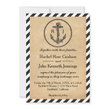 Ancre nautique vintage - Faire-part de mariage