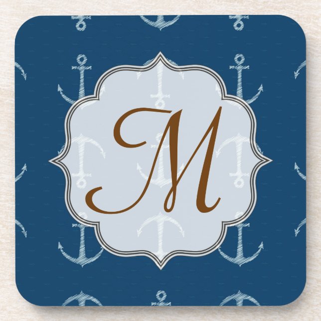 Ancre nautique voile Monogramme Dessous de verre d (Devant)