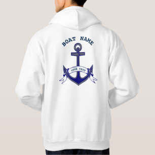 Ancre Personnalisée Bleu Nautique Blanc Mens Sweat