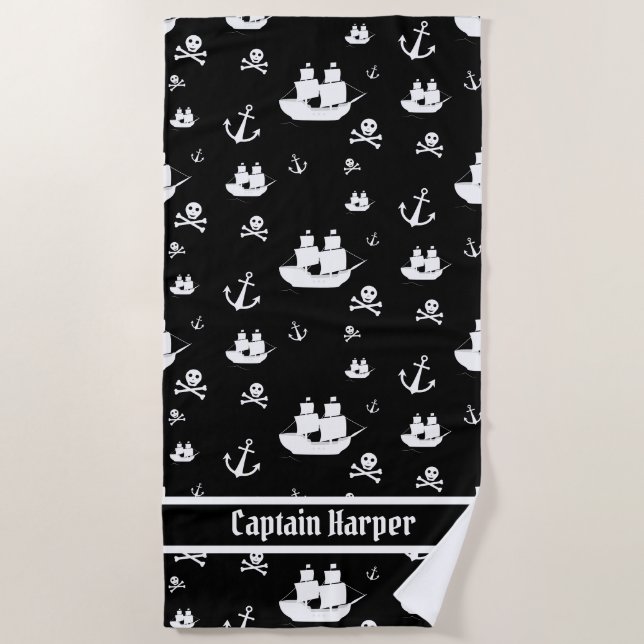 Ancre personnalisée en noir pour enfants Serviette (Devant)