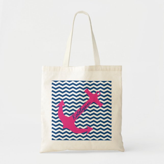 Ancre rose personnalisée et Sac fourre-tout Zigzag (Devant)