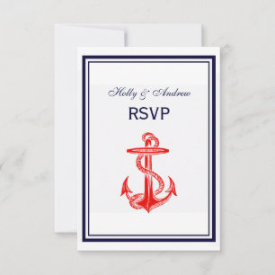 Ancre rouge marine bleu encadré 2V RSVP