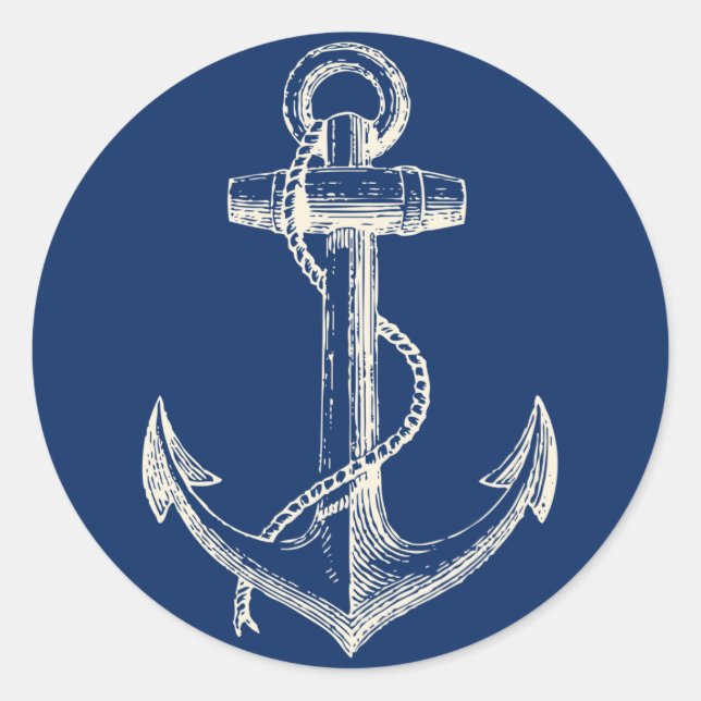 Ancre Sticker Nautique Décor Marine Bleu Blanc (Devant)