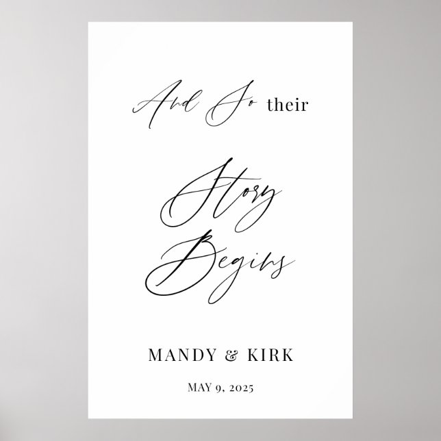 And So Their Story Begins Personalized Wedding  Poster (Vorne)
