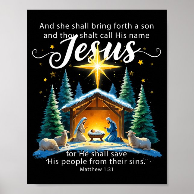 And Thou Shalt Call His Name Jesus Nativity Christ Poster (Vorne)