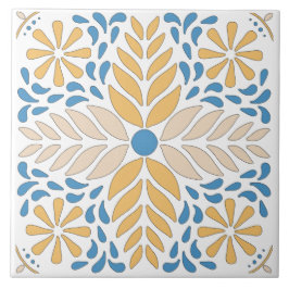 Andalouse Orange Blue Pink Floral Mediterranes Fliese