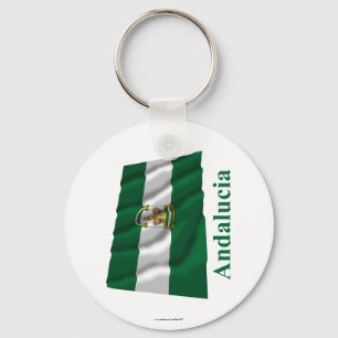 Andalucía waving flag with name schlüsselanhänger