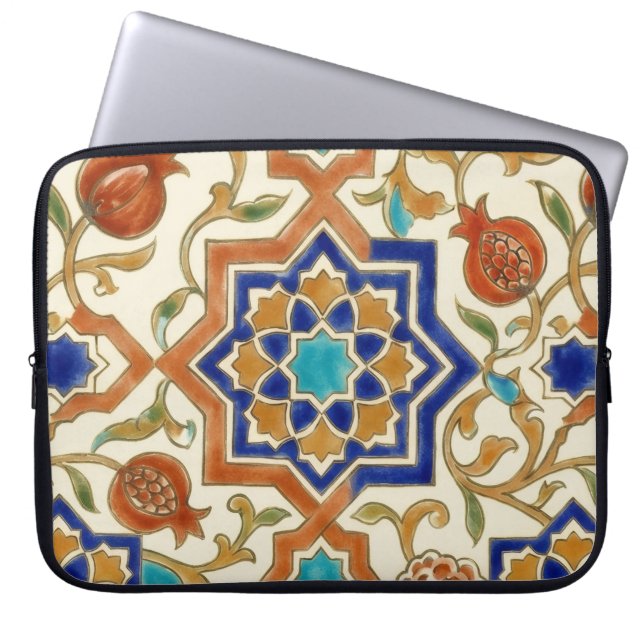 Andalusian Pomegranate & Blue Star Canvas Laptopschutzhülle (Vorderseite)