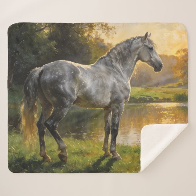 Andalusian Stallion by the Lake Sherpadecke (Vorderseite (Horizontal))