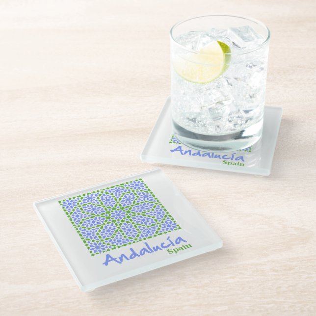 Andalusian Tiles 7 Glasuntersetzer (Schrägansicht)