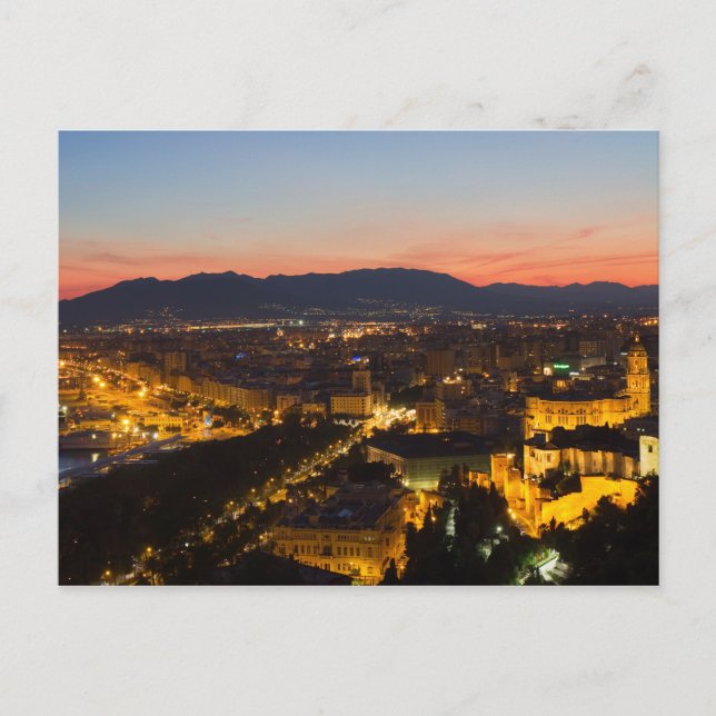 Andalusien - Malaga bei Sonnenuntergang Postkarte (Vorderseite)