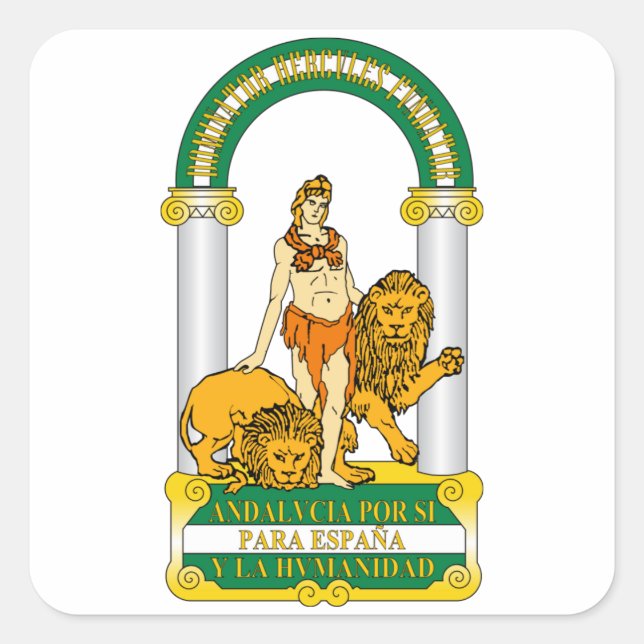 Andalusien (Spanien) Wappen Quadratischer Aufkleber (Vorderseite)