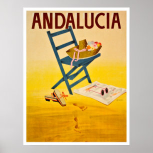 Andalusien-Strand, Spanien, Sommerhut auf dem Poster