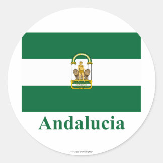 Andalusienflagge mit Namen Runder Aufkleber