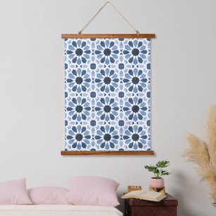 Andalusische Echoes: Boho marokkanische Geometrie Wandteppich Mit Holzrahmen