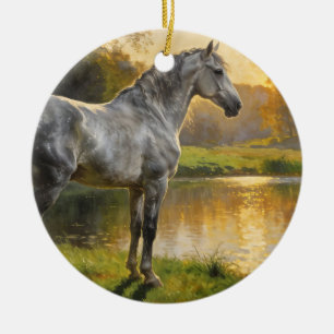 Andalusischer Hengst am See Keramik Ornament
