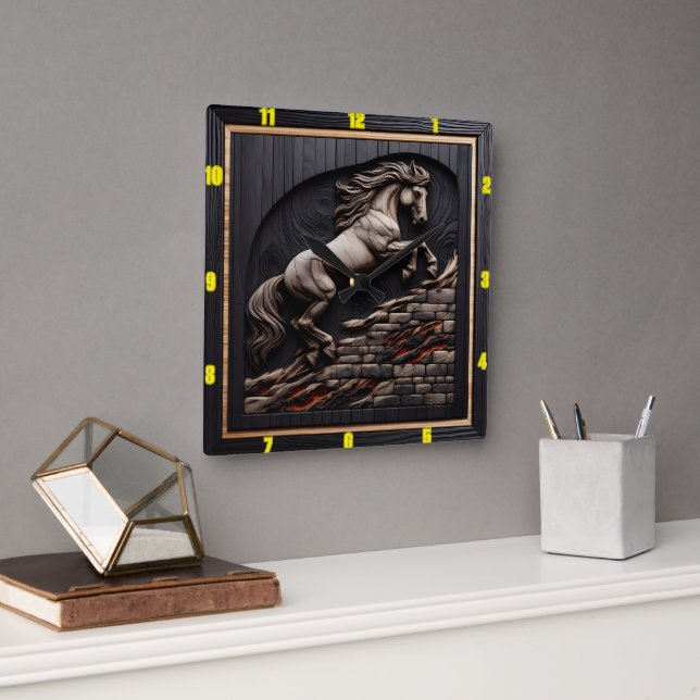 Andalusischer Sprung: Kunst, Zeit, Personalisierte Quadratische Wanduhr (Büro)