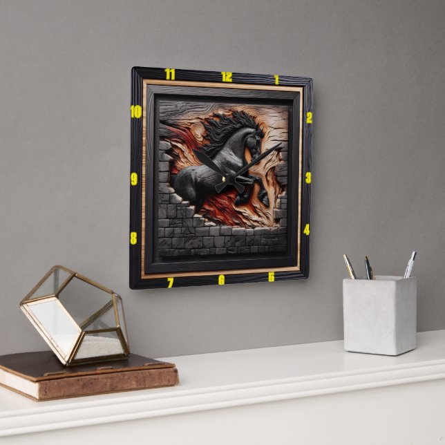 andalusisches Feuer: Kunst, Zeit, Stil, Power Quadratische Wanduhr (Büro)