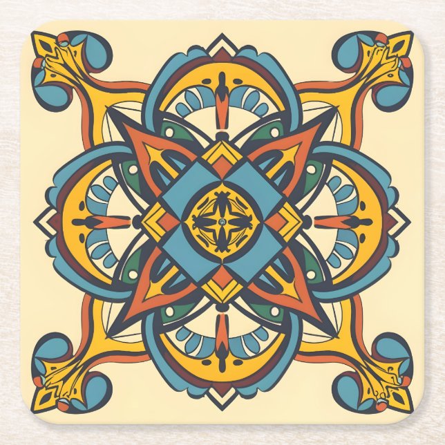 andalusisches Mosaik Rechteckiger Pappuntersetzer (Vorderseite)