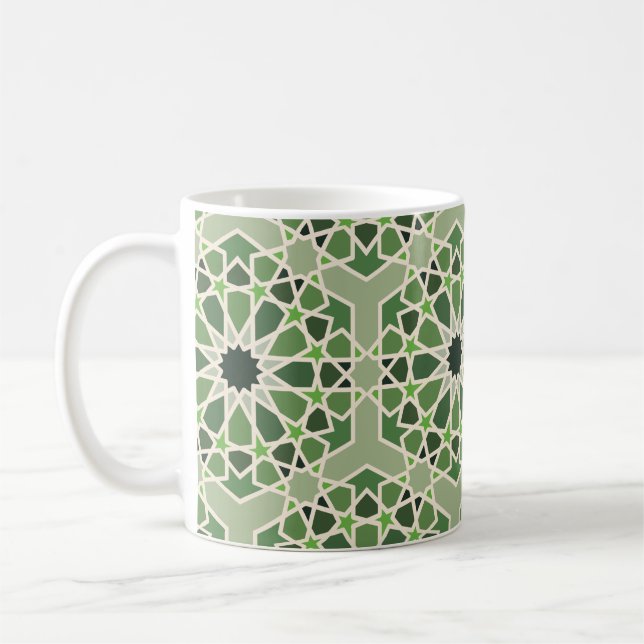 Andalusisches Muster im grünen Arabesken-Stil Kaffeetasse (Links)