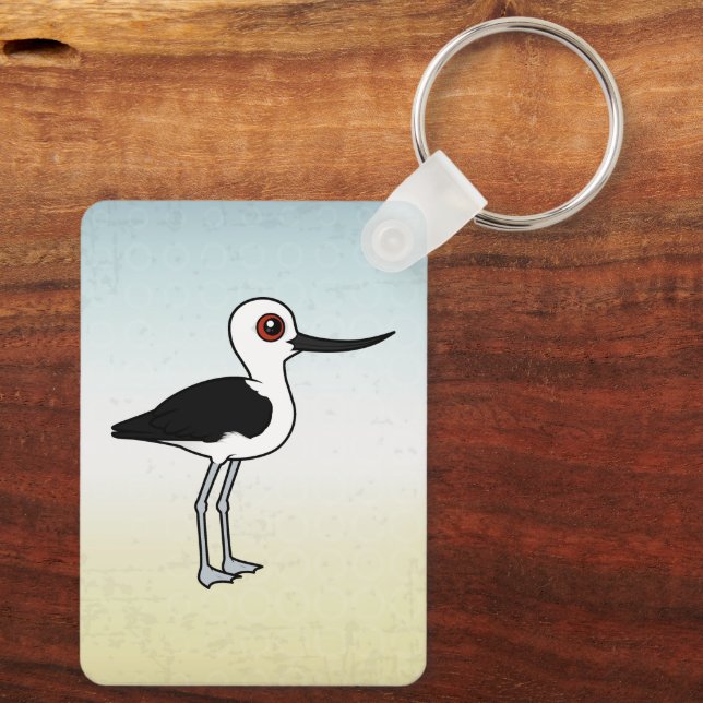 Andean Avocet Niedlich Birdorable Cartoon Bird Schlüsselanhänger (Rückseite)