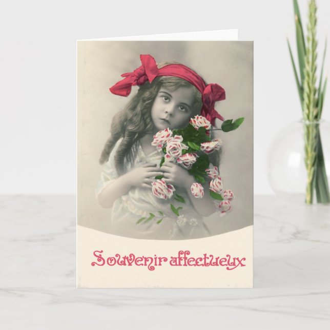 Andenken Affectueux Vintage französische Karte (Vorderseite)