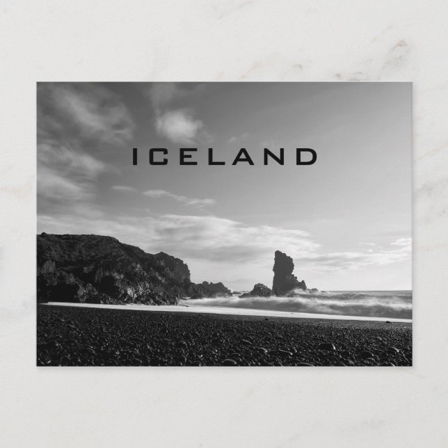 Andenken an den Schwarzen Strand in Island Postkarte (Vorderseite)